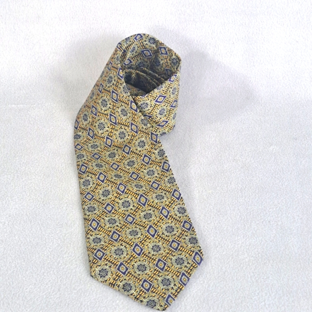 Robert Talbott Yellow Geometric Silk Tie Men’s 3.875" x 57" Classic Style USA